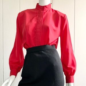 Vintage Pendleton Red Silky Button-down Blouse